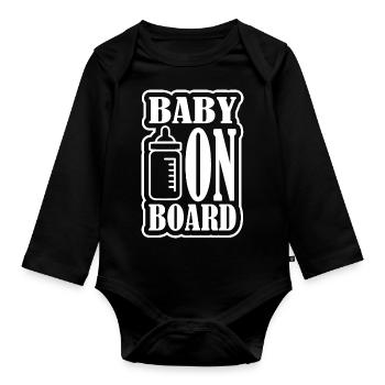 Baby on Board - Baby Bio-Langarm-Body - Schwarz - Vorne