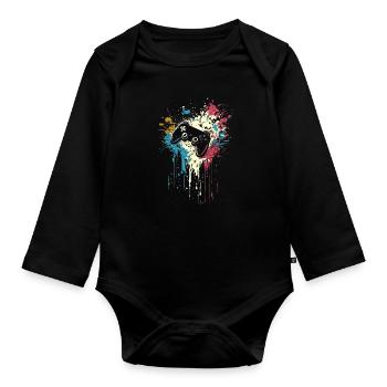 Gamer Splash Art Gaming Rétro - Body Bébé bio manches longues - noir - Devant