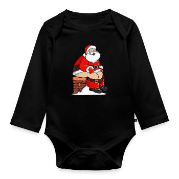 Santa Claus Pooping In Chimney - Baby Bio-Langarm-Body - Schwarz - Vorne