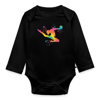 Gymnaste avec gymnastique rythmique de balle - Body Bébé bio manches longues - noir - Devant