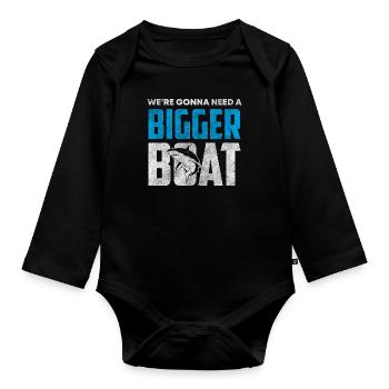 Weißer Hai Ozean Angler Zähne - Baby Bio-Langarm-Body - Schwarz - Vorne
