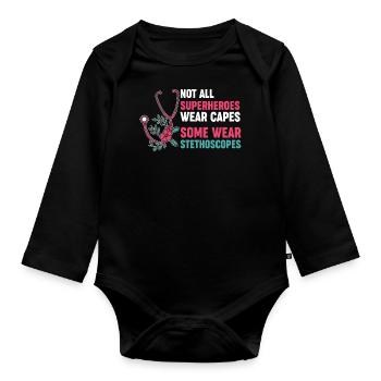 Cardiologist Humor Cardiology Nurse - Organic Longsleeve Baby Bodysuit - black - Front