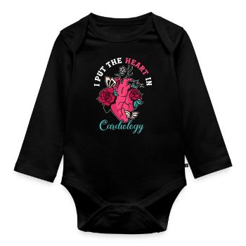 Put The Heart In Cardiology Cardiologist - Organic Longsleeve Baby Bodysuit - black - Front