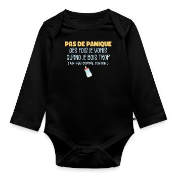 Bébé Cadeau Je Bois Trop Humour Tonton Cadeau - Body Bébé bio manches longues - noir - Devant