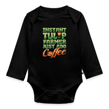 Tulpen Kaffee - Baby Bio-Langarm-Body - Schwarz - Vorne