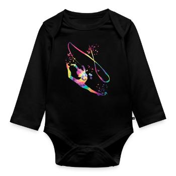 Gymnastin Mit Band Rhythmische Gymnastik - Baby Bio-Langarm-Body - Schwarz - Vorne