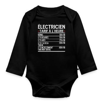 Électricien Idée Cadeau Humour - Body Bébé bio manches longues - noir - Devant
