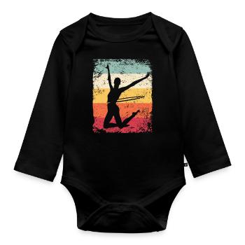 Gymnaste Gymnastique Rétro Rythmique Mature - Body Bébé bio manches longues - noir - Devant
