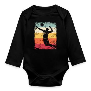Volleyball Spieler Retro Beach Volleyball - Baby Bio-Langarm-Body - Schwarz - Vorne