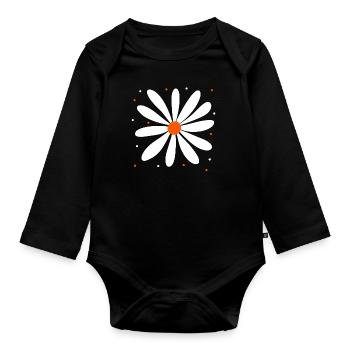 Marguerite Flower Blossom Daisy Floral Floral - Organic Longsleeve Baby Bodysuit - black - Front
