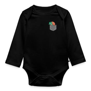 Sea Turtle Tortoise Pocket - Baby Bio-Langarm-Body - Schwarz - Vorne