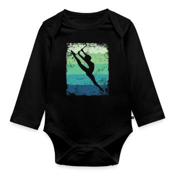Gymnaste Baton Gymnastique Rythmique Rétro - Body Bébé bio manches longues - noir - Devant