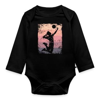 Volleyball Player Retro Beach Volleyball - Organic Longsleeve Baby Bodysuit - black - Front