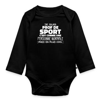 Je Suis Prof De Sport Cadeau Prof De Sport - Body Bébé bio manches longues - noir - Devant