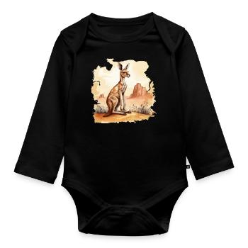 Kangaroo Baby Kangaroo Marsupial Kangaroo - Organic Longsleeve Baby Bodysuit - black - Front