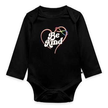 Autismus Shirt Be Kind Mom Neurodiversität Unendlichkeit - Baby Bio-Langarm-Body - Schwarz - Vorne