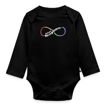 Autism Acceptance Women Mom Awareness Infinity - Organic Longsleeve Baby Bodysuit - black - Front