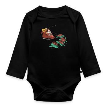 Tortue de mer Tortue Noël - Body Bébé bio manches longues - noir - Devant