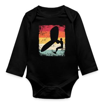 Wing Foil Wingsurfing Retro Foil Wings - Organic Longsleeve Baby Bodysuit - black - Front