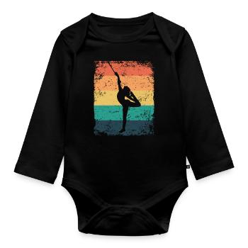 Gymnaste Baton Gymnastique Rythmique Rétro - Body Bébé bio manches longues - noir - Devant