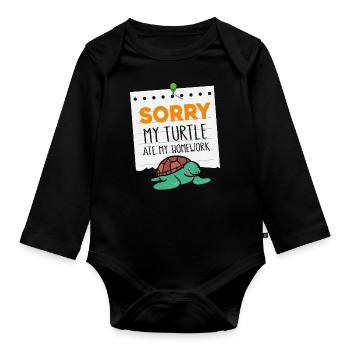 Sea Turtle Tortoise Sorry My - Organic Longsleeve Baby Bodysuit - black - Front