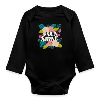 Tropical Summer - Organic Longsleeve Baby Bodysuit - black - Front