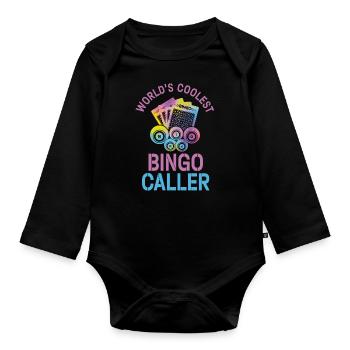 The coolest bingo caller in the world - Bingo - Organic Longsleeve Baby Bodysuit - black - Front
