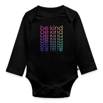 Motivierend sein, freundlich sein | Inspirierend Positiv - Baby Bio-Langarm-Body - Schwarz - Vorne