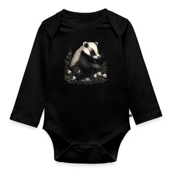 Baby Stinktier Skunk - Organic Longsleeve Baby Bodysuit - black - Front