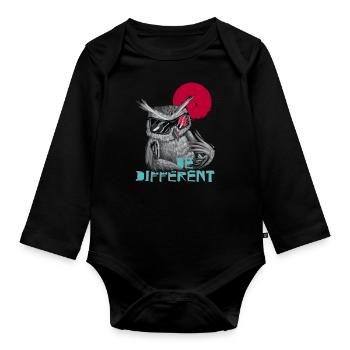 Be different Eule - einzigartig & besonders - Baby Bio-Langarm-Body - Schwarz - Vorne