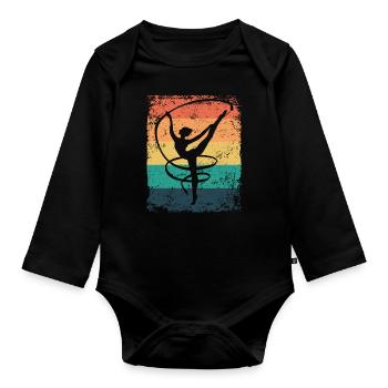 Gymnaste Gymnaste Gymnastique Rythmique Rétro - Body Bébé bio manches longues - noir - Devant
