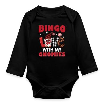 Bingo Love With My Gnomies Leo Bingo - Organic Longsleeve Baby Bodysuit - black - Front