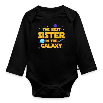 Die beste Schwester der Galaxis - Baby Bio-Langarm-Body - Schwarz - Vorne