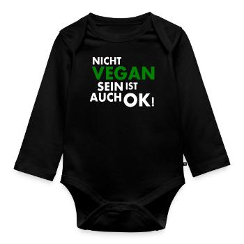 Nicht vegan sein ist auch ok - Baby Bio-Langarm-Body - Schwarz - Vorne