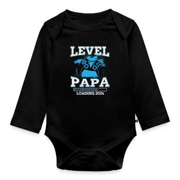 Papa Level Loading 2024 - Organic Longsleeve Baby Bodysuit - black - Front