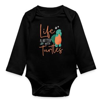 Sea Turtle Tortoise Life Is Better - Baby Bio-Langarm-Body - Schwarz - Vorne