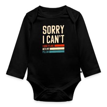 Sleeping, snoozing, relaxing, sleepyhead - Organic Longsleeve Baby Bodysuit - black - Front