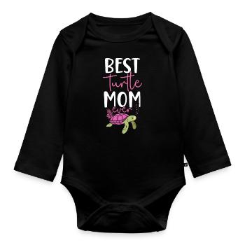 Sea Turtle Tortoise Mom Best - Organic Longsleeve Baby Bodysuit - black - Front