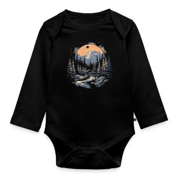 Forêt, Nature, Paysage, Chapeaux - Body Bébé bio manches longues - noir - Devant