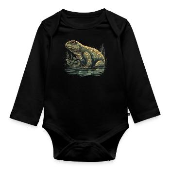 Amphibiens crapauds - Body Bébé bio manches longues - noir - Devant