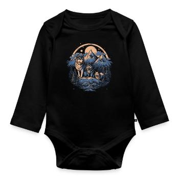Wolf Wild Forest Animal Wolves Landscape Wolf Pack - Organic Longsleeve Baby Bodysuit - black - Front