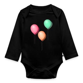 Luftballons Pastell - Baby Bio-Langarm-Body - Schwarz - Vorne