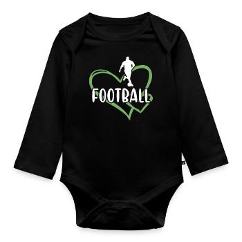 Sport Heart Football - Organic Longsleeve Baby Bodysuit - black - Front