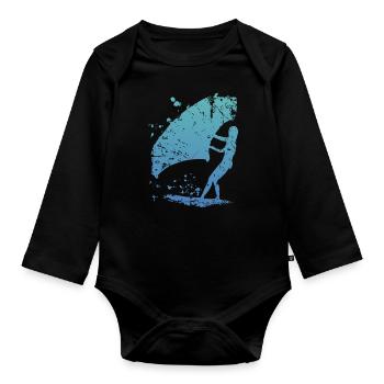 Wing Foil Wingsurfing Woman Foil Wing - Body Bébé bio manches longues - noir - Devant