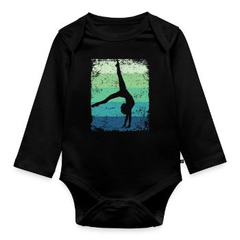 Gymnaste Gymnaste Gymnastique Rythmique Rétro - Body Bébé bio manches longues - noir - Devant