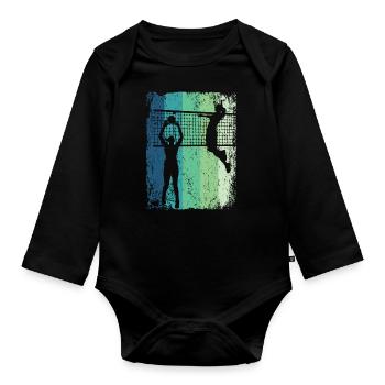 Volleyball Player Retro Beach Volleyball - Organic Longsleeve Baby Bodysuit - black - Front