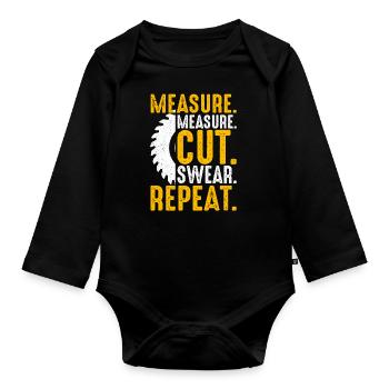 Wood turning, wood turners, carpenters, carpenters - Organic Longsleeve Baby Bodysuit - black - Front
