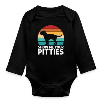 Pitbull Bulldog Terrier Chien Chien Chien Amoureux - Body Bébé bio manches longues - noir - Devant
