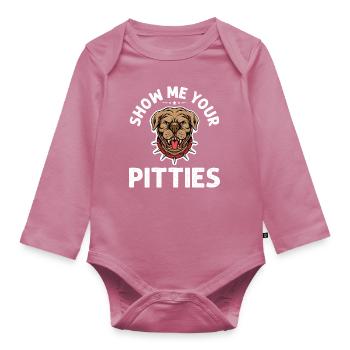 Pitbull Bulldog Terrier Chien Chien Chien Amoureux - Body Bébé bio manches longues - mauve - Devant