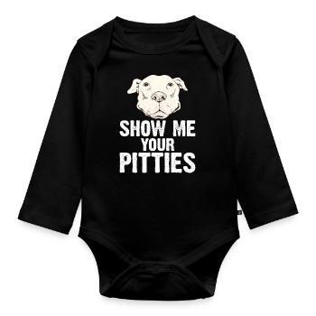 Pitbull Bulldog Terrier Chien Chien Chien Amoureux - Body Bébé bio manches longues - noir - Devant